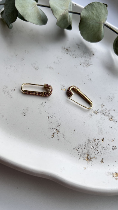 Серьги Булавка/застежка рубинового цвета  10*27mm